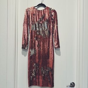 Dress The Population Rose Gold Midi Dress